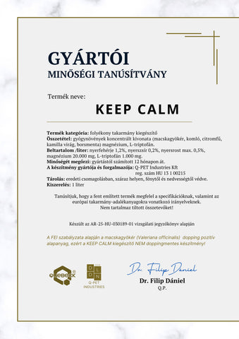 "Keep calm" stresszoldó, szorongásgátló lovaknak, 1000ml