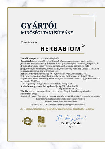 "Herbabiom" probiotikumos emésztésjavító, 800gr