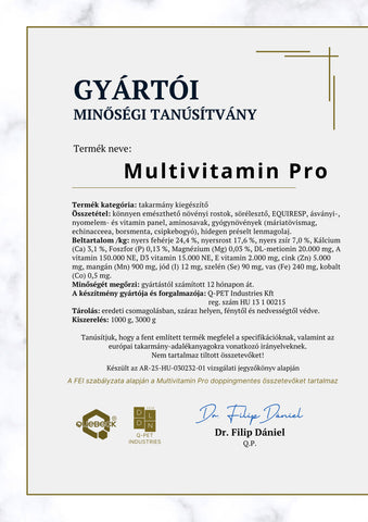 "Multivitamin Pro" professzinális multivitamin, 1000gr