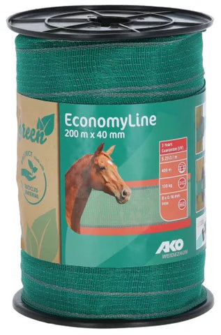 EconomyLine villanypásztor szalag - 40 mm, 200 m, zöld/szürke