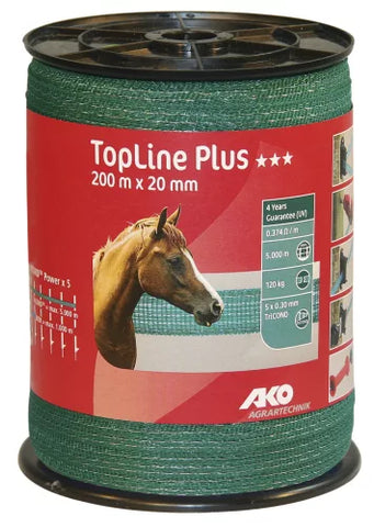 "TopLine Plus" villanypásztor szalag - 20 mm, 200 m, zöld