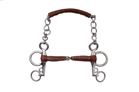 Bőrrel bevont egyszertört pelham zabla rövid erőkarral, 17 mm