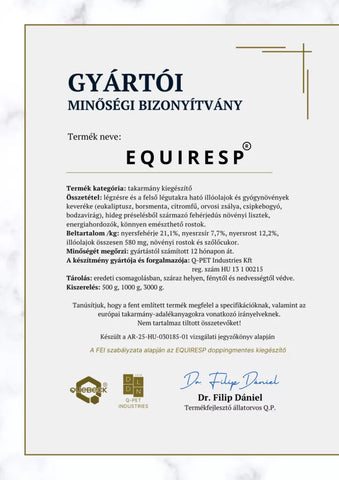 "Equiresp" légúttisztító készítmény, 1kg