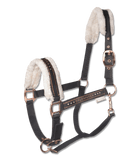 Elegant szőrmés kötőfék rosegold veretékkel